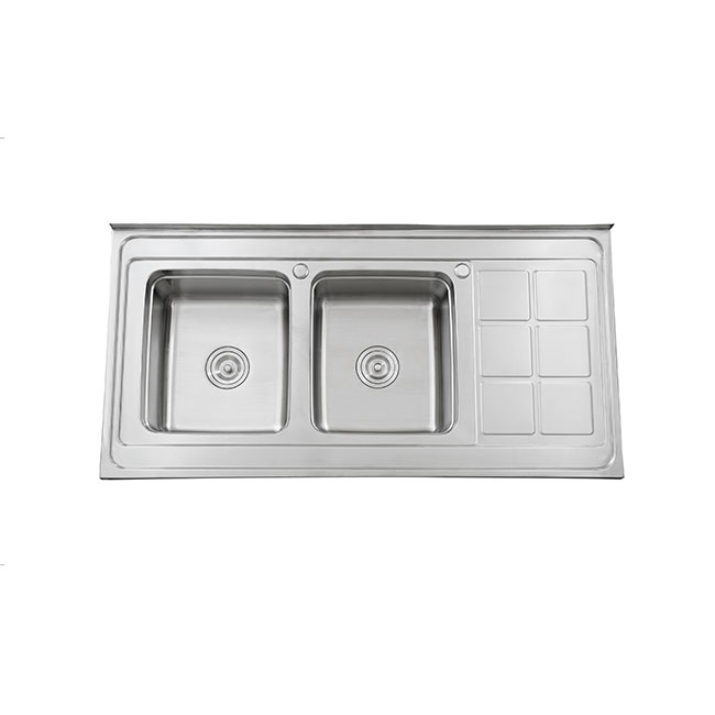Indoor Double Bowl Single Drain Stainless Steel Pressed Sink from China manufacturer Stainless